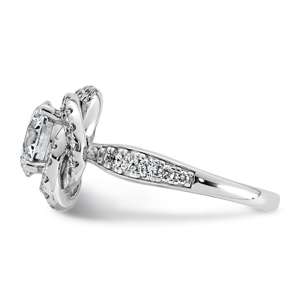 14K White Gold 2 5/8ct Certified Round Center Lab Grown Diamond VS+ F+ Swirl Halo Ring