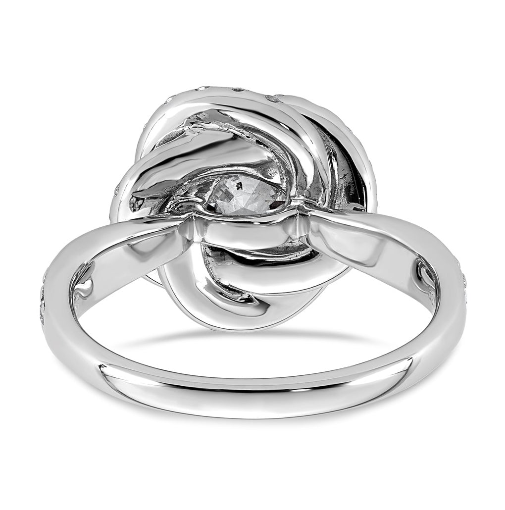 14K White Gold 2 5/8ct Certified Round Center Lab Grown Diamond VS+ F+ Swirl Halo Ring