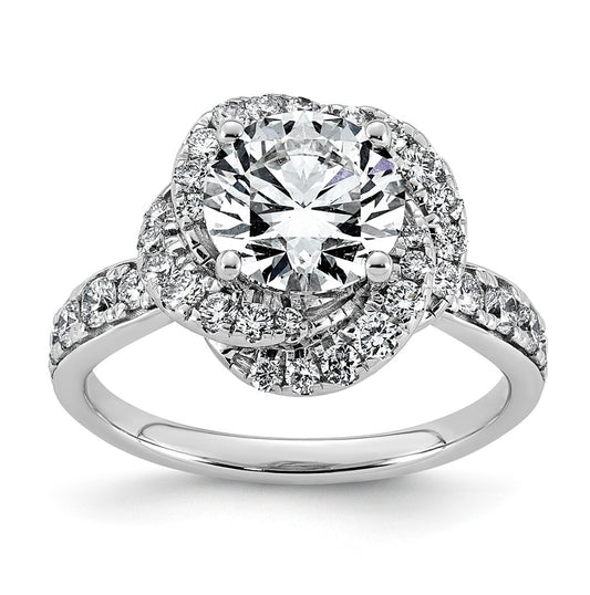 14K White Gold 2 5/8ct Certified Round Center Lab Grown Diamond VS+ F+ Swirl Halo Ring