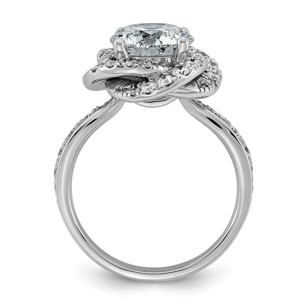 14K White Gold 3 1/3ct Certified Round Center Lab Grown Diamond VS+ F+ Swirl Halo Ring
