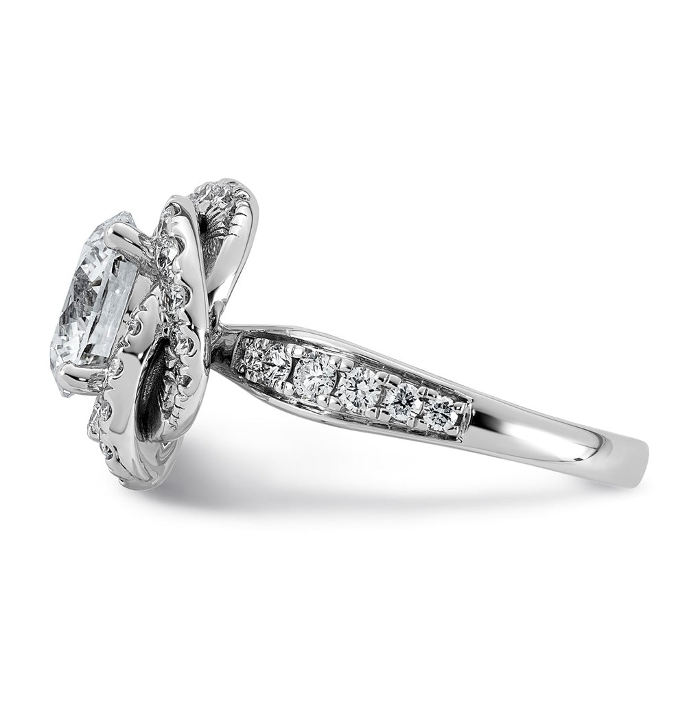 14K White Gold 3 1/3ct Certified Round Center Lab Grown Diamond VS+ F+ Swirl Halo Ring