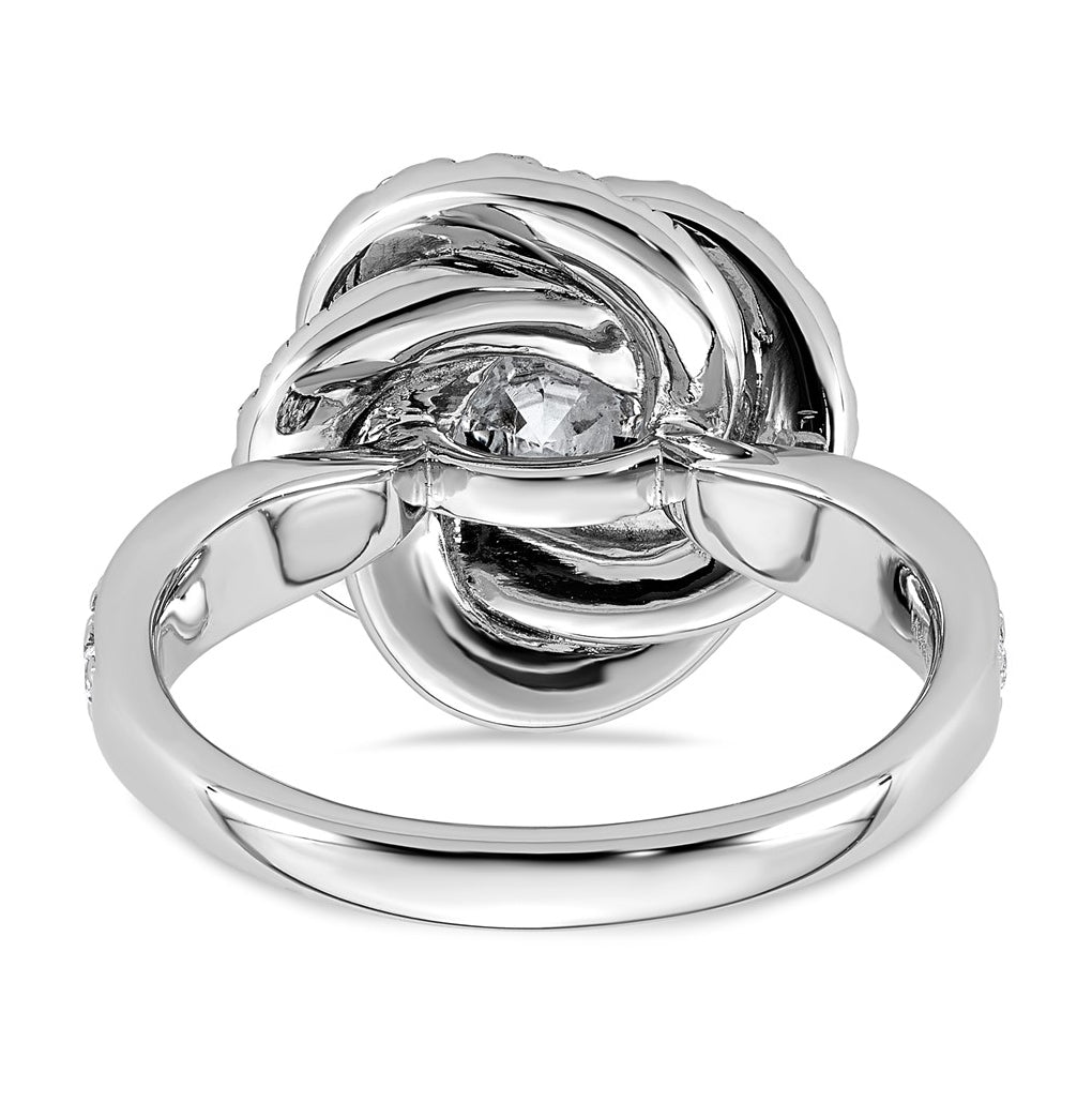 14K White Gold 3 1/3ct Certified Round Center Lab Grown Diamond VS+ F+ Swirl Halo Ring