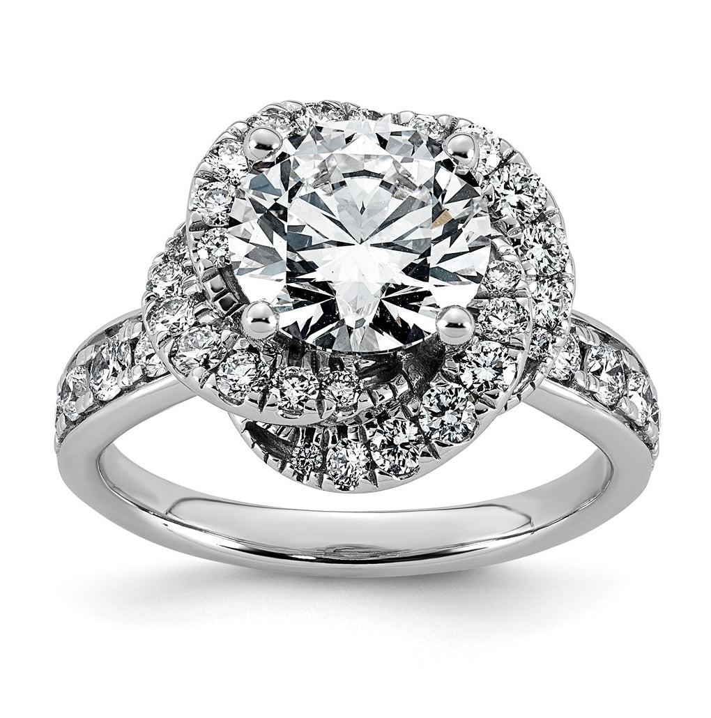 14K White Gold 3 1/3ct Certified Round Center Lab Grown Diamond VS+ F+ Swirl Halo Ring