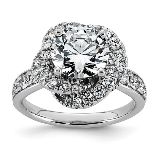 14K White Gold 3 1/3ct Certified Round Center Lab Grown Diamond VS+ F+ Swirl Halo Ring