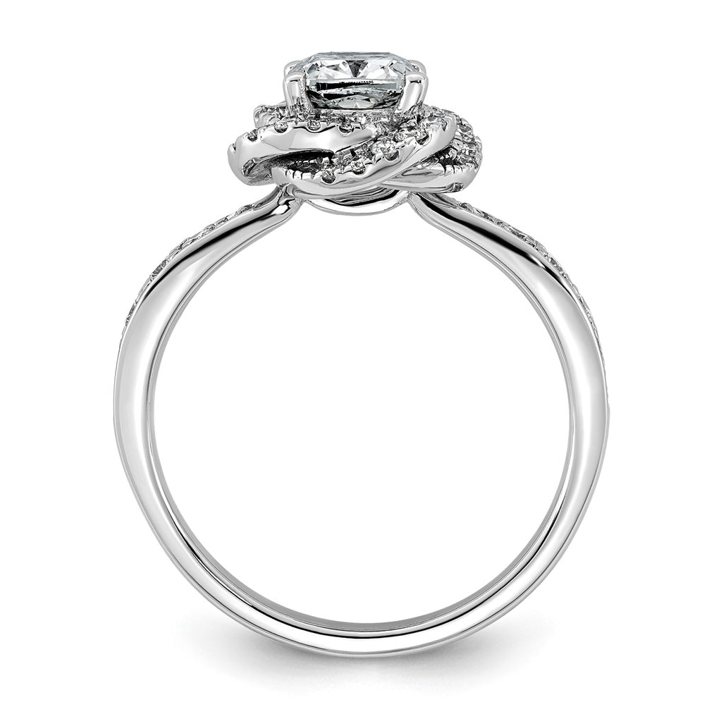 14K White Gold 1 3/8ct Certified Cushion Center Lab Grown Diamond VS+ F+ Swirl Halo R
