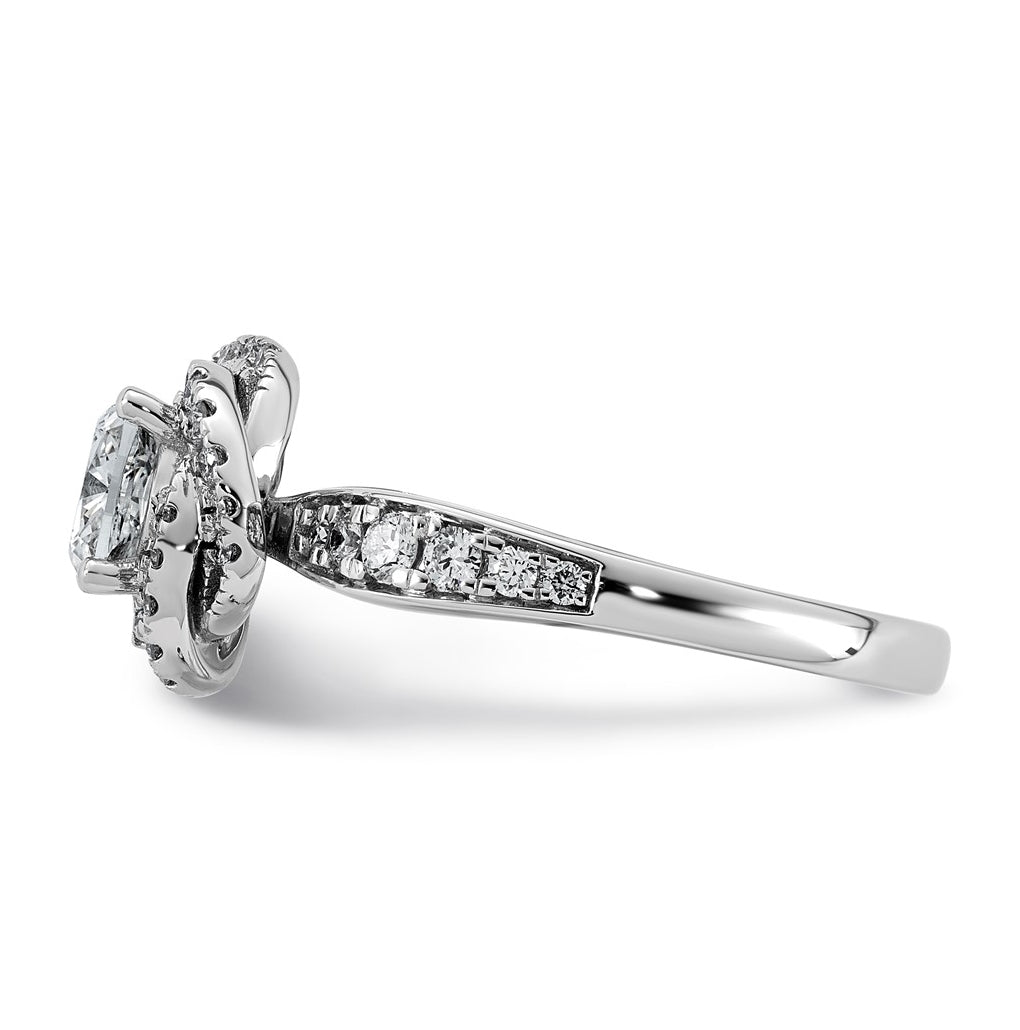 14K White Gold 1 3/8ct Certified Cushion Center Lab Grown Diamond VS+ F+ Swirl Halo R