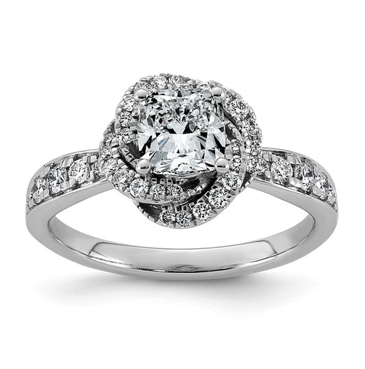 14K White Gold 1 3/8ct Certified Cushion Center Lab Grown Diamond VS+ F+ Swirl Halo R