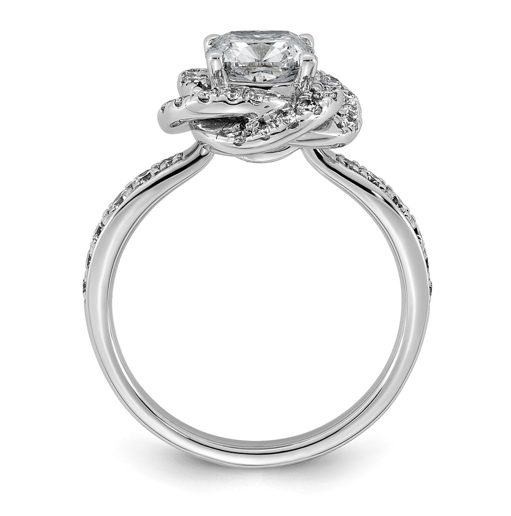 14K White Gold 2ct Certified Cushion Center Lab Grown Diamond VS+ F+ Swirl Halo Ring