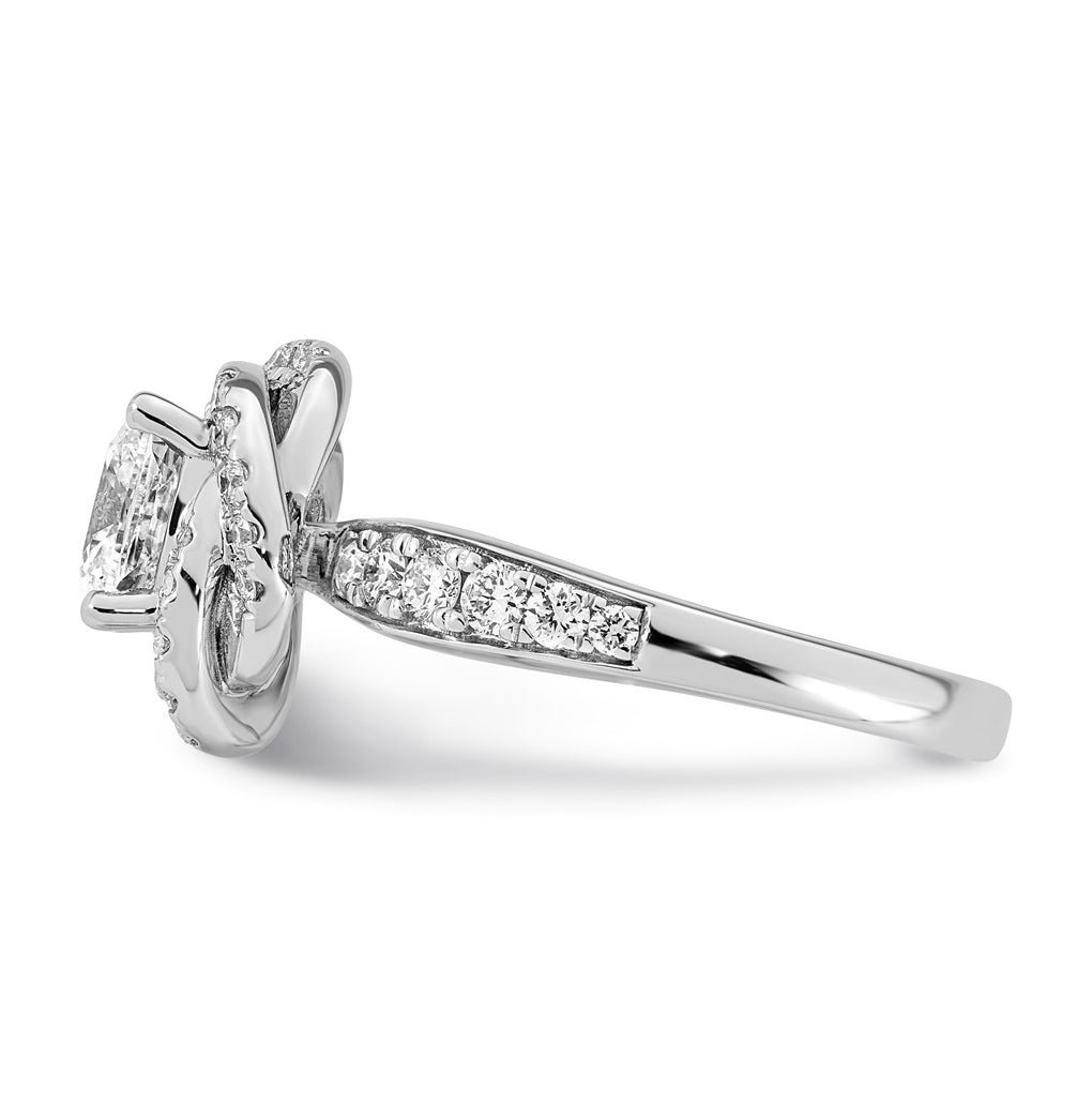 14K White Gold 2ct Certified Cushion Center Lab Grown Diamond VS+ F+ Swirl Halo Ring