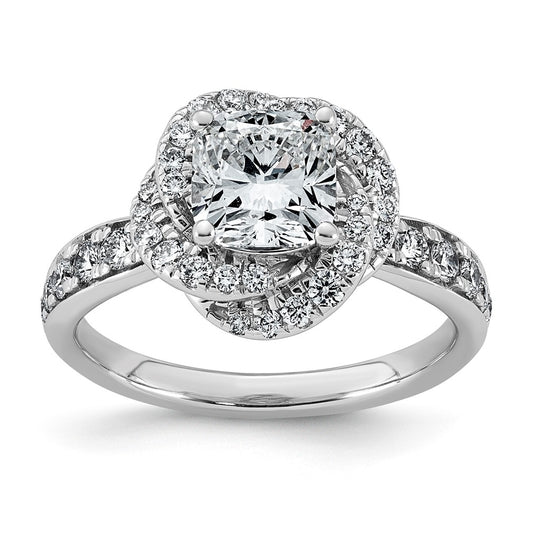 14K White Gold 2ct Certified Cushion Center Lab Grown Diamond VS+ F+ Swirl Halo Ring