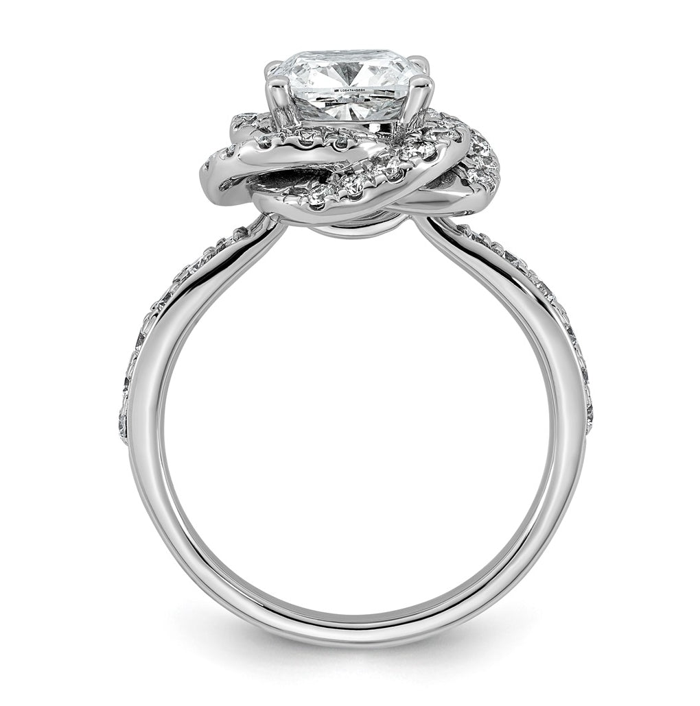 14K White Gold 2 3/4ct Certified Cushion Center Lab Grown Diamond VS+ F+ Swirl Halo R