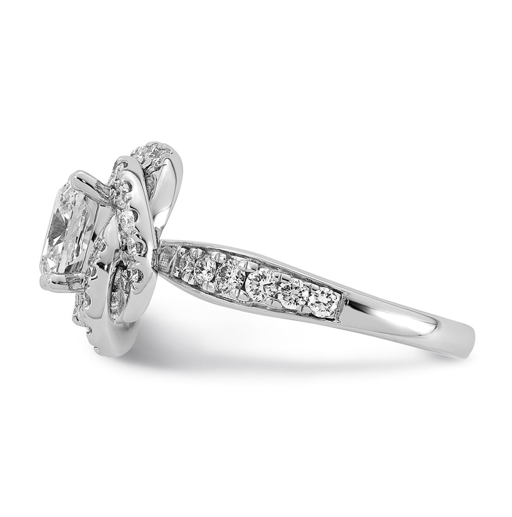 14K White Gold 2 3/4ct Certified Cushion Center Lab Grown Diamond VS+ F+ Swirl Halo R