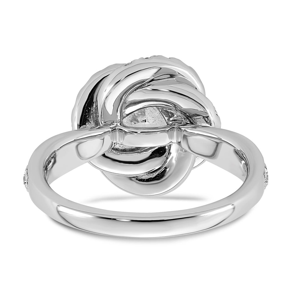 14K White Gold 2 3/4ct Certified Cushion Center Lab Grown Diamond VS+ F+ Swirl Halo R