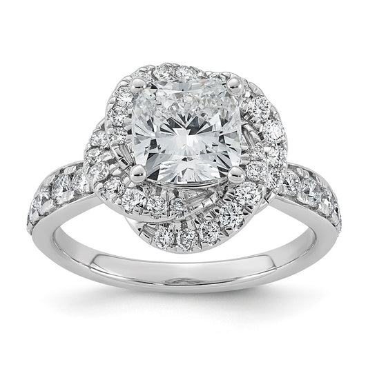 14K White Gold 2 3/4ct Certified Cushion Center Lab Grown Diamond VS+ F+ Swirl Halo R