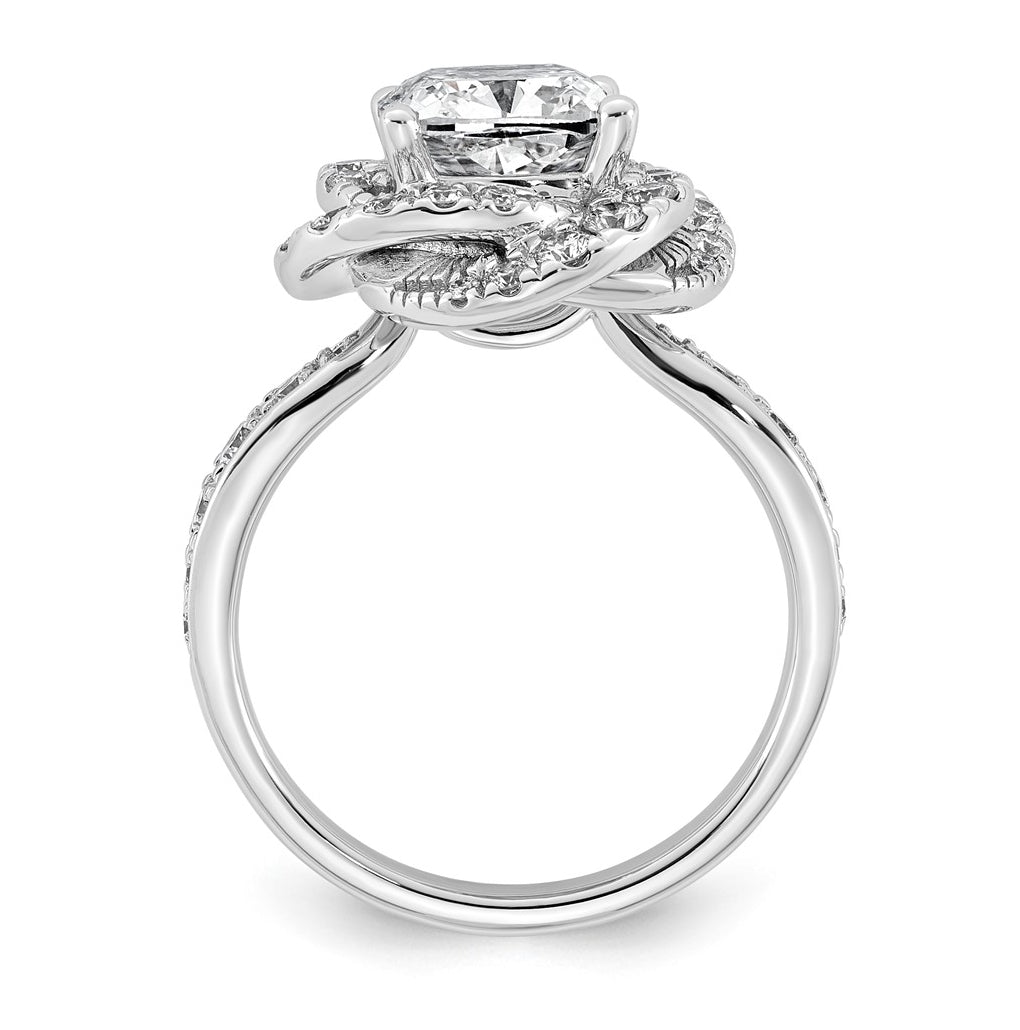 14K White Gold 3 3/8ct Certified Cushion Center Lab Grown Diamond VS+ F+ Swirl Halo R