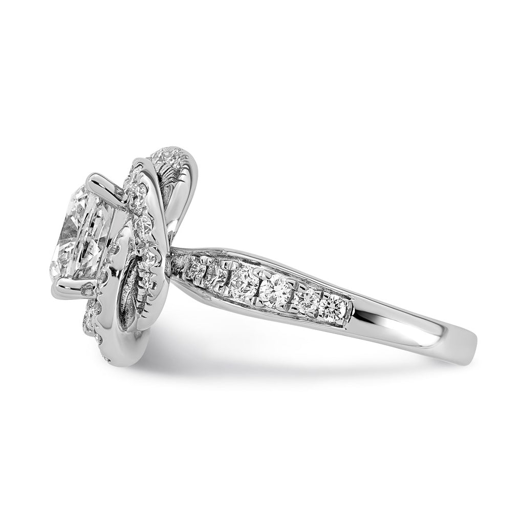 14K White Gold 3 3/8ct Certified Cushion Center Lab Grown Diamond VS+ F+ Swirl Halo R