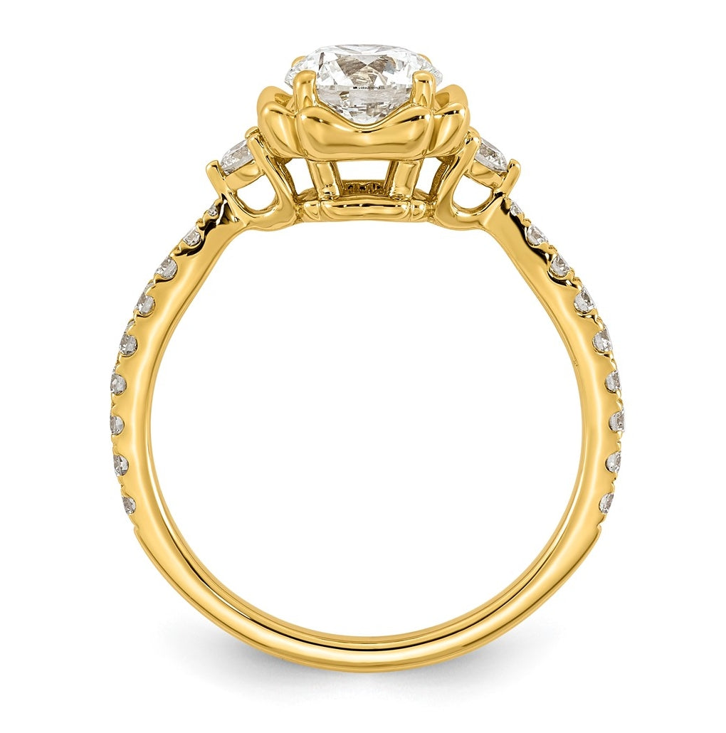 14K Yellow Gold 1 3/8ct Certified Round Center Lab Grown Diamond VS+ F+ Ring