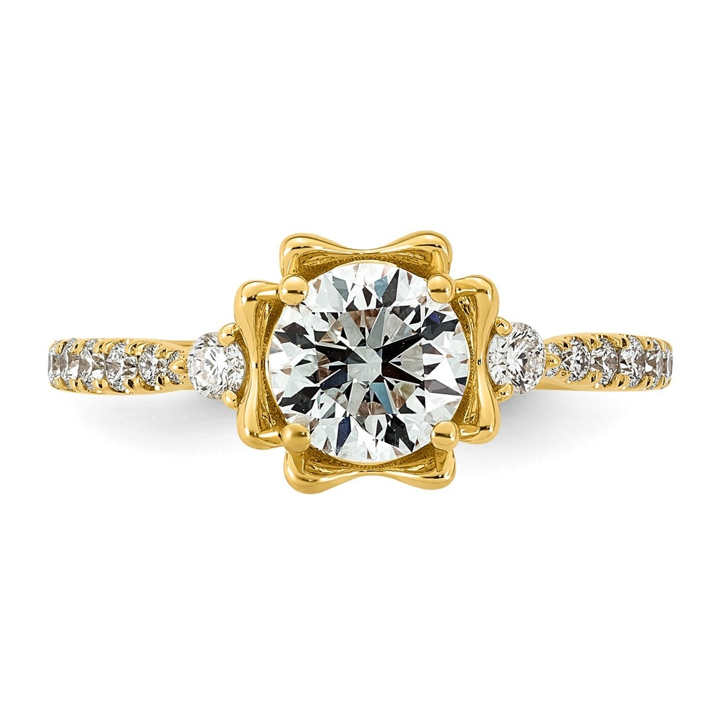 14K Yellow Gold 1 3/8ct Certified Round Center Lab Grown Diamond VS+ F+ Ring