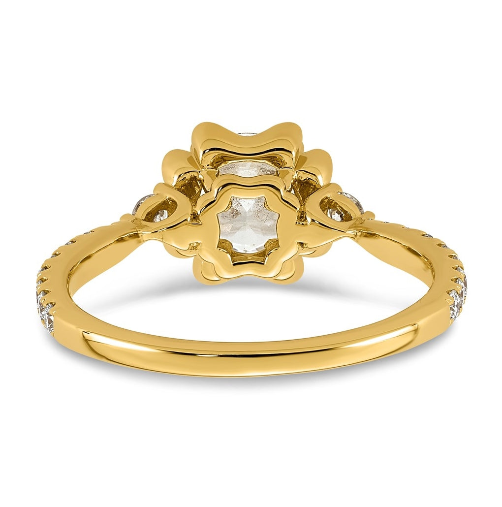 14K Yellow Gold 1 3/8ct Certified Round Center Lab Grown Diamond VS+ F+ Ring