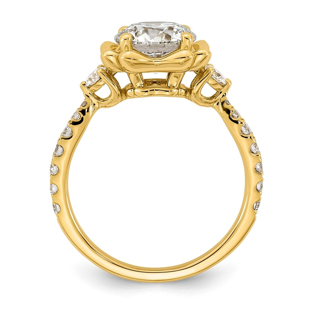 14K Yellow Gold 2 1/2ct Certified Round Center Lab Grown Diamond VS+ F+ Ring