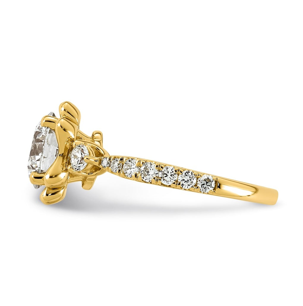 14K Yellow Gold 2 1/2ct Certified Round Center Lab Grown Diamond VS+ F+ Ring