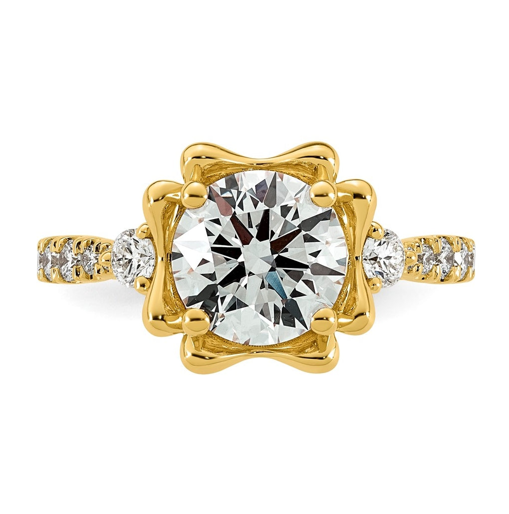 14K Yellow Gold 2 1/2ct Certified Round Center Lab Grown Diamond VS+ F+ Ring