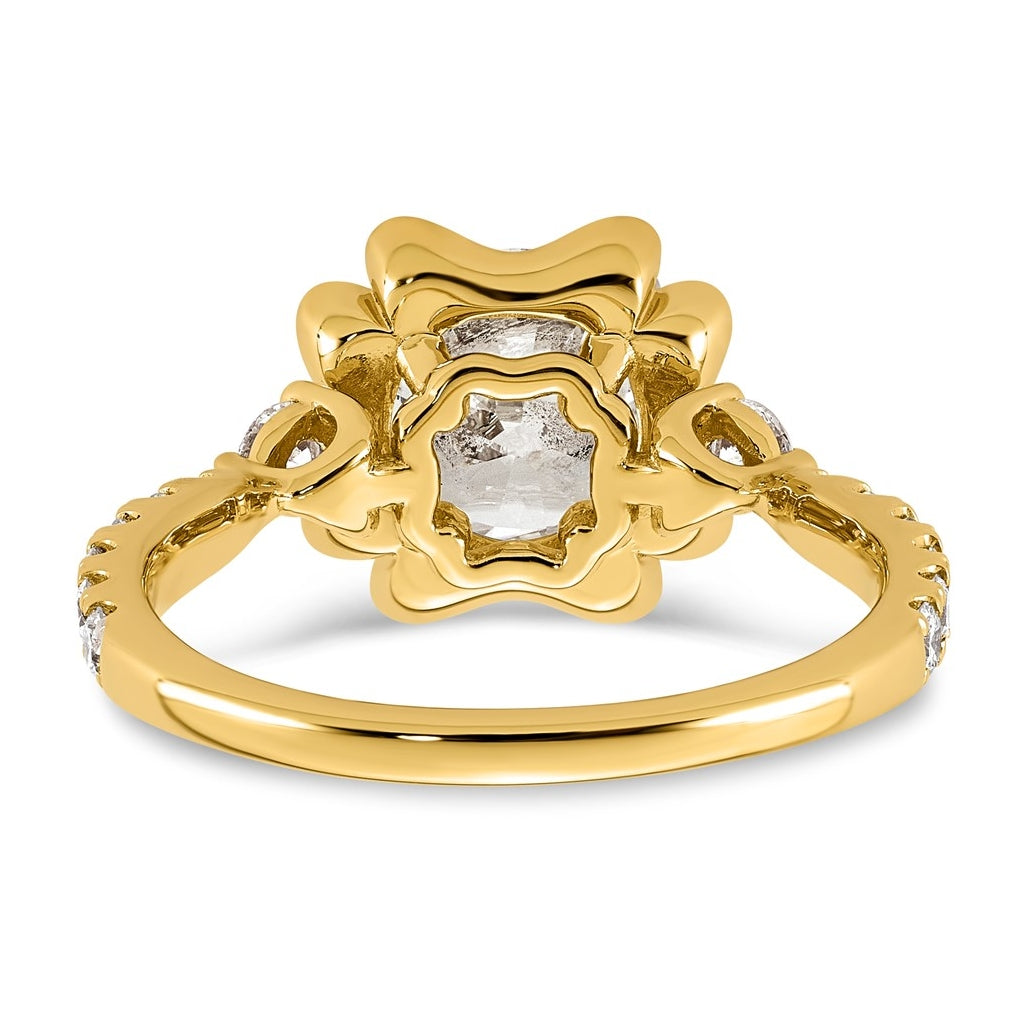 14K Yellow Gold 2 1/2ct Certified Round Center Lab Grown Diamond VS+ F+ Ring