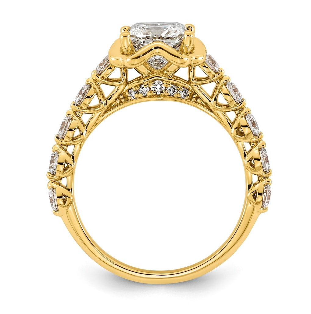 14K Yellow Gold 2 1/4ct Certified Princess Center Lab Grown Diamond VS+ F+ Ring