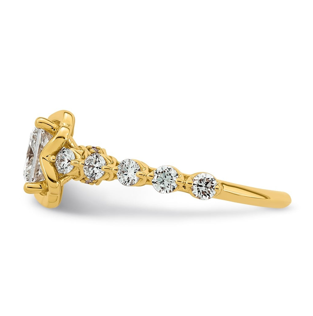 14K Yellow Gold 2 1/4ct Certified Princess Center Lab Grown Diamond VS+ F+ Ring