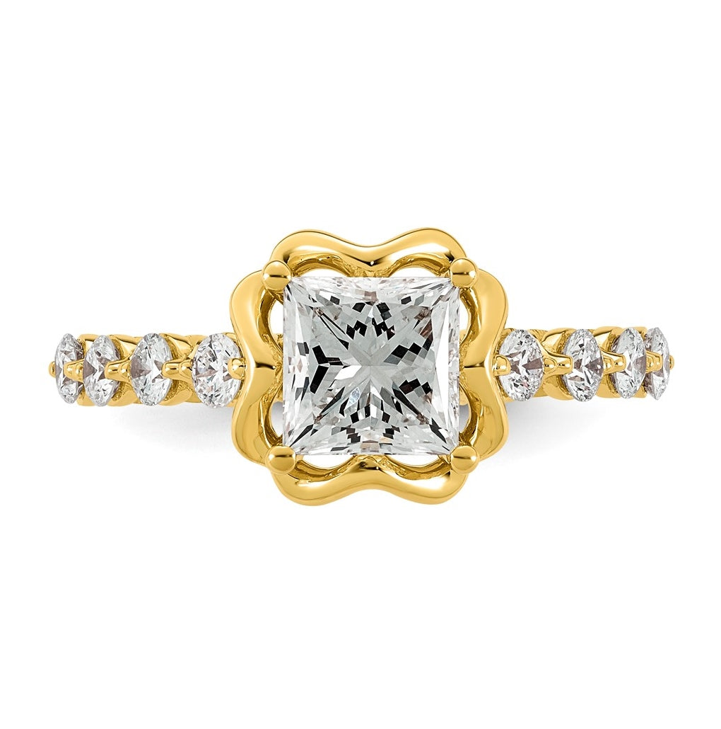 14K Yellow Gold 2 1/4ct Certified Princess Center Lab Grown Diamond VS+ F+ Ring