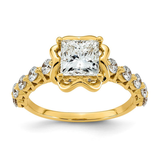 14K Yellow Gold 2 1/4ct Certified Princess Center Lab Grown Diamond VS+ F+ Ring