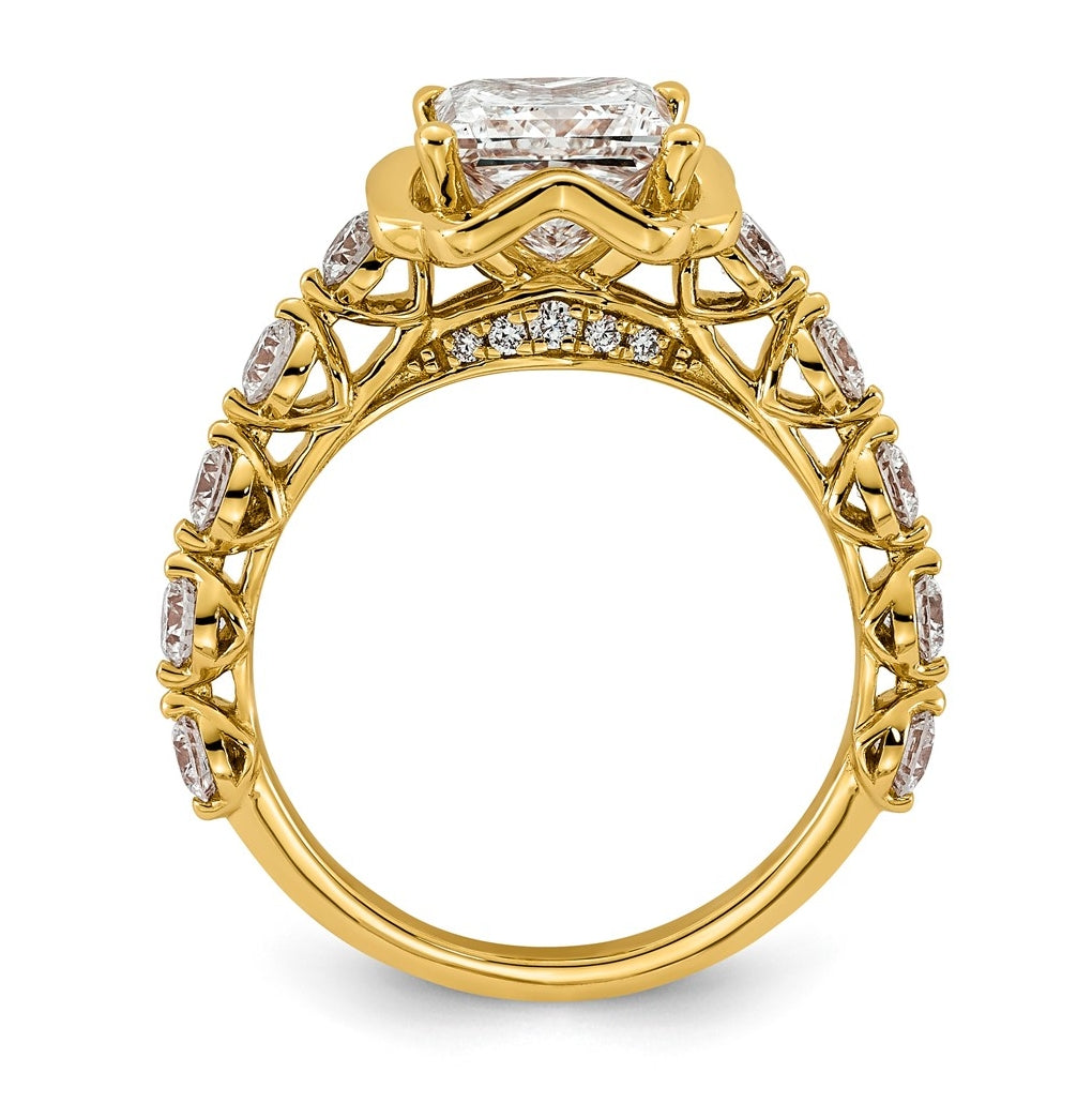 14K Yellow Gold 2 7/8ct Certified Princess Center Lab Grown Diamond VS+ F+ Ring
