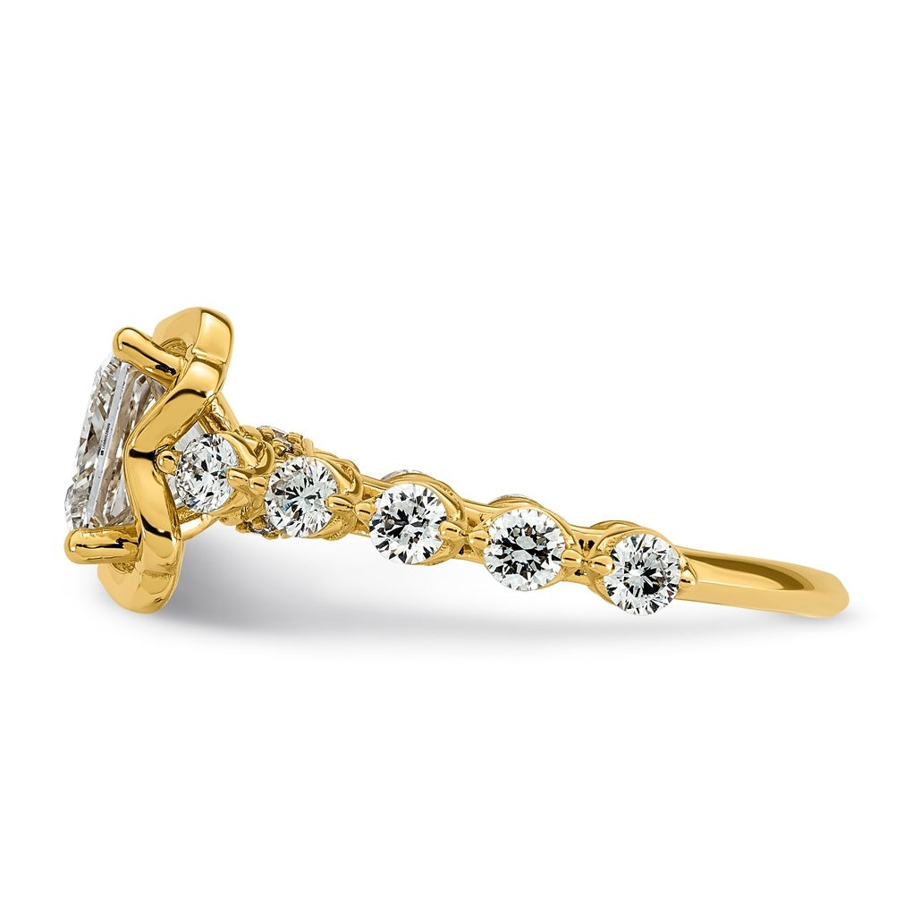 14K Yellow Gold 2 7/8ct Certified Princess Center Lab Grown Diamond VS+ F+ Ring