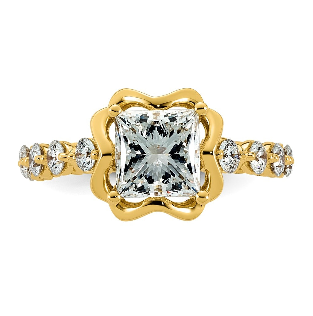 14K Yellow Gold 2 7/8ct Certified Princess Center Lab Grown Diamond VS+ F+ Ring