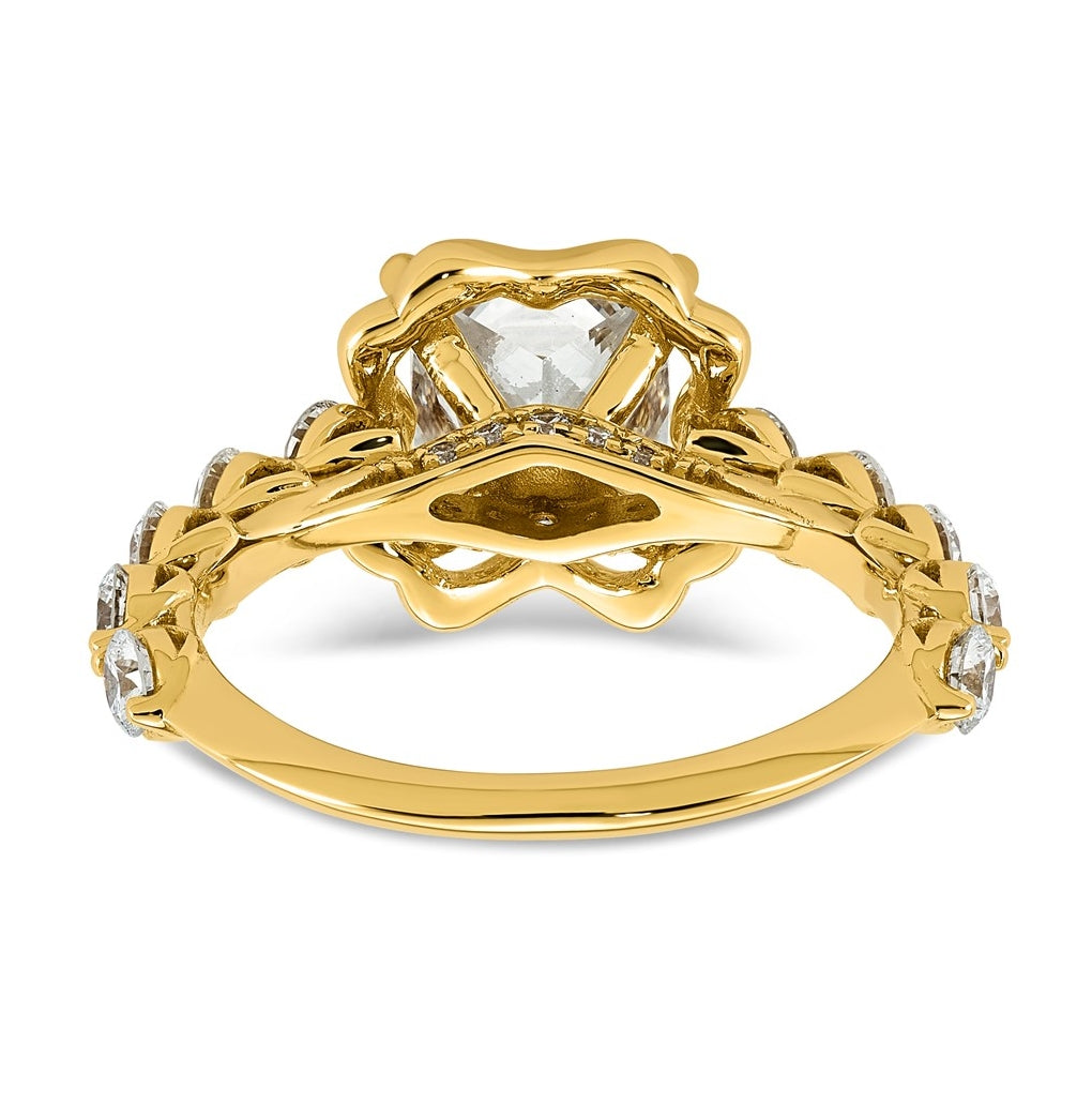 14K Yellow Gold 2 7/8ct Certified Princess Center Lab Grown Diamond VS+ F+ Ring