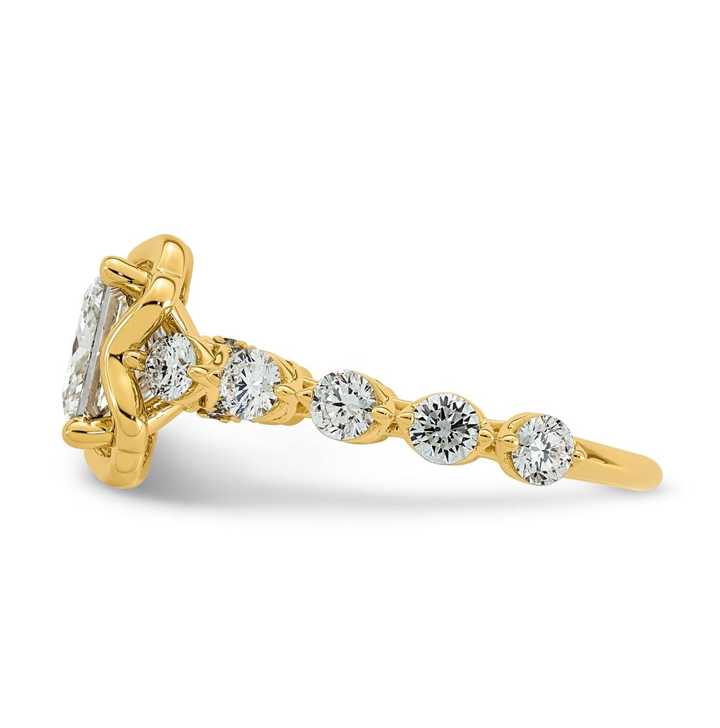 14K Yellow Gold 3 5/8ct Certified Princess Center Lab Grown Diamond VS+ F+ Ring