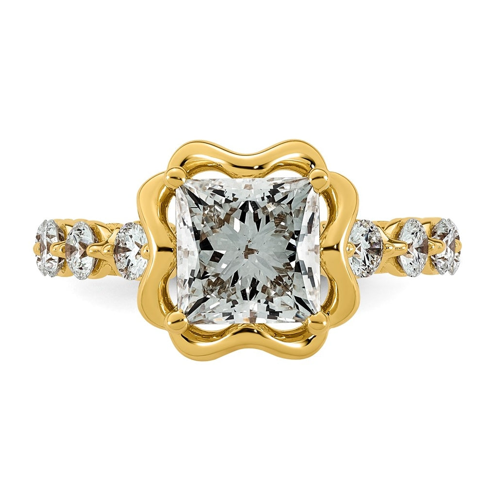 14K Yellow Gold 3 5/8ct Certified Princess Center Lab Grown Diamond VS+ F+ Ring