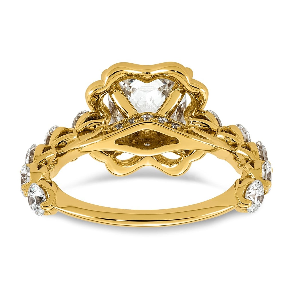 14K Yellow Gold 3 5/8ct Certified Princess Center Lab Grown Diamond VS+ F+ Ring