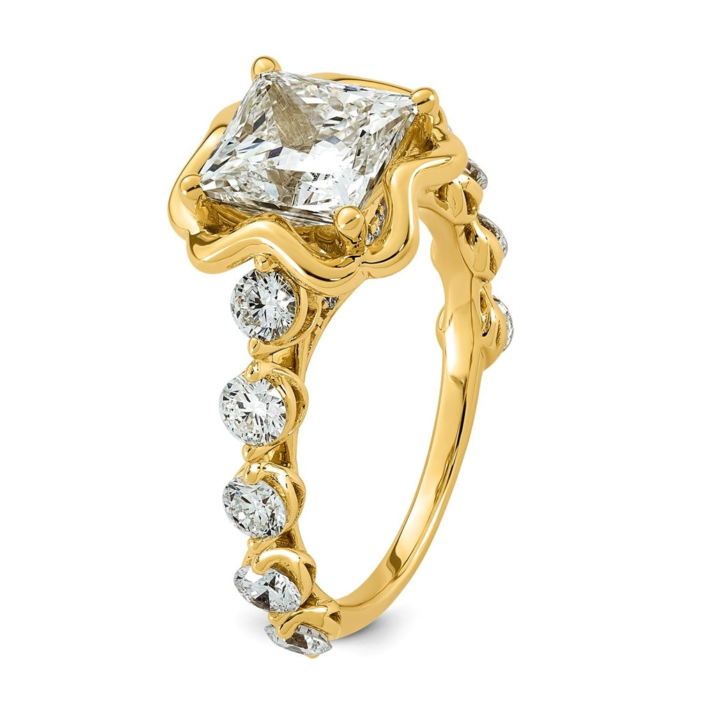 14K Yellow Gold 3 5/8ct Certified Princess Center Lab Grown Diamond VS+ F+ Ring