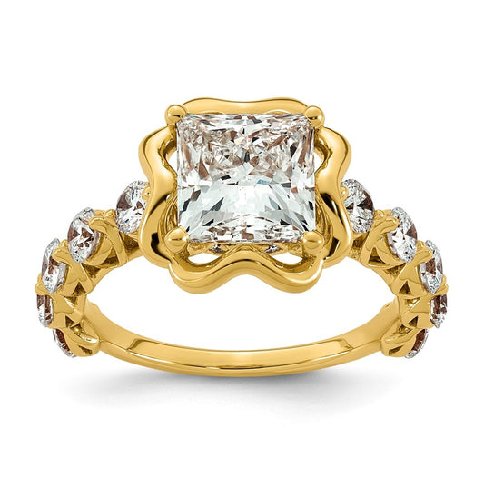 14K Yellow Gold 3 5/8ct Certified Princess Center Lab Grown Diamond VS+ F+ Ring