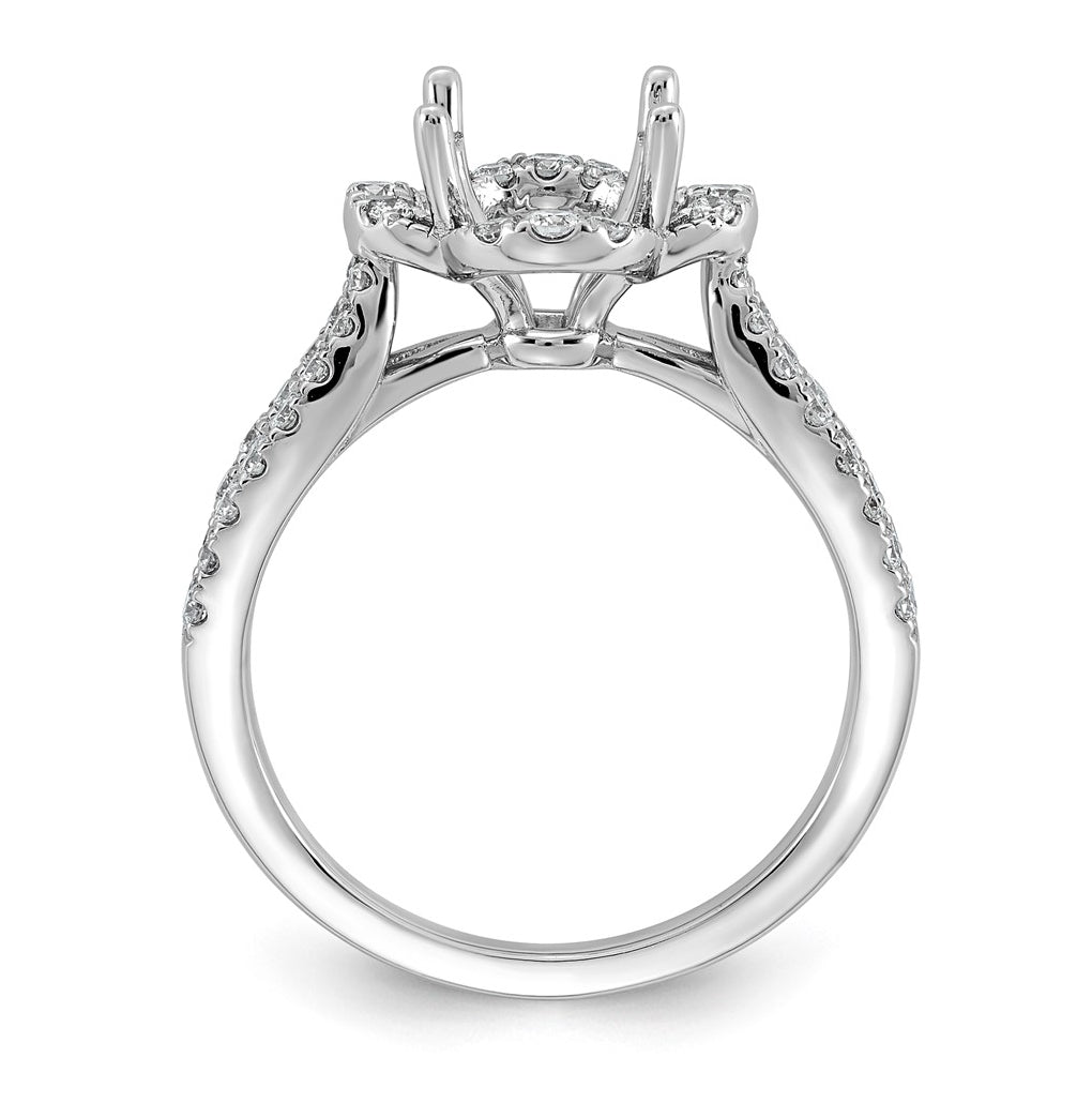 14K White Gold 1/2ct Lab Grown Diamond VS+ F+ Round Center Semi Eng Ring