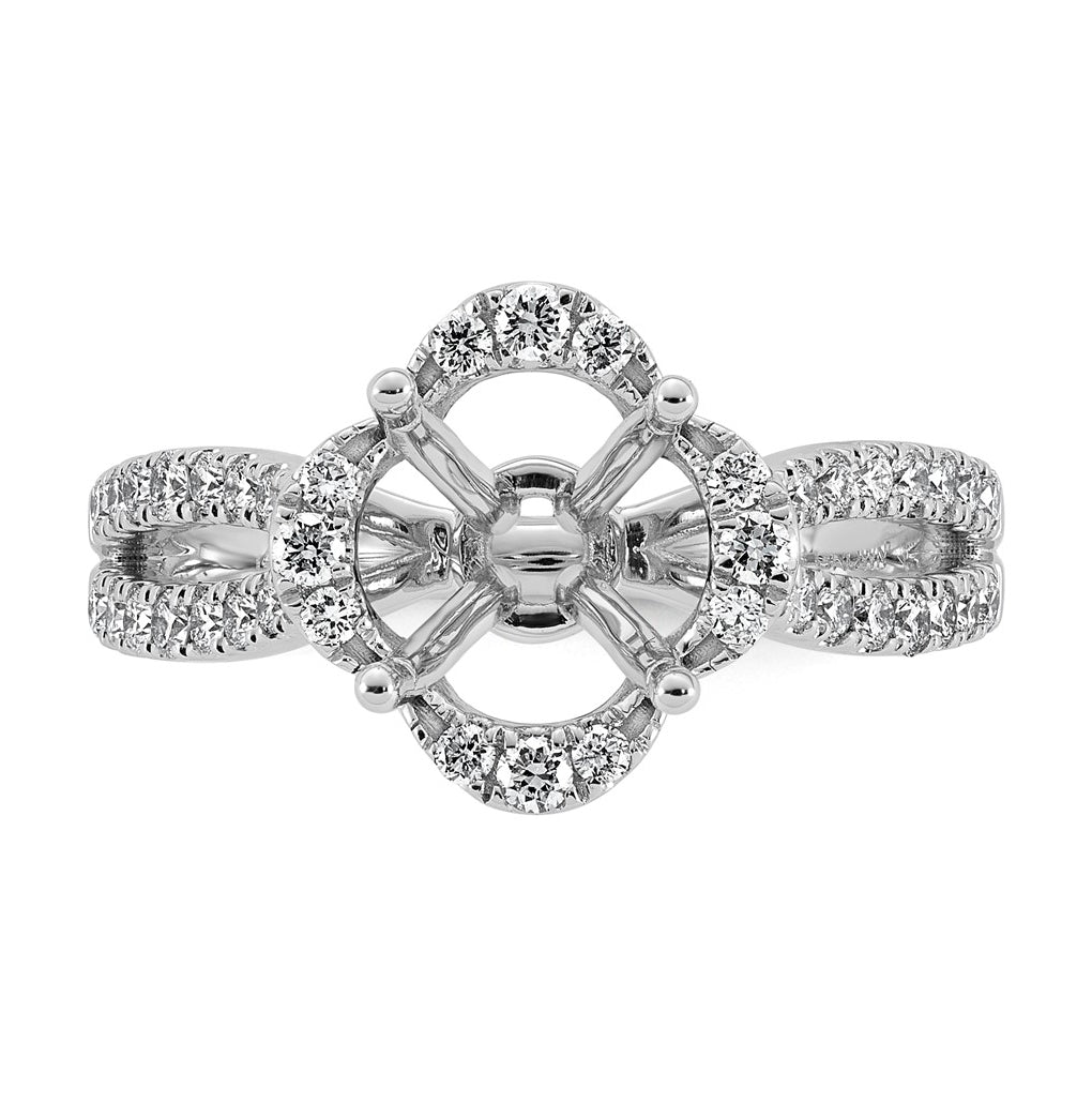 14K White Gold 1/2ct Lab Grown Diamond VS+ F+ Round Center Semi Eng Ring