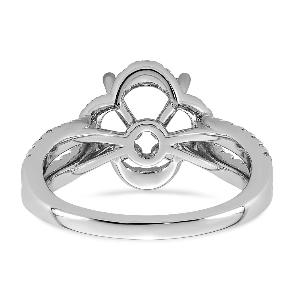 14K White Gold 1/2ct Lab Grown Diamond VS+ F+ Round Center Semi Eng Ring