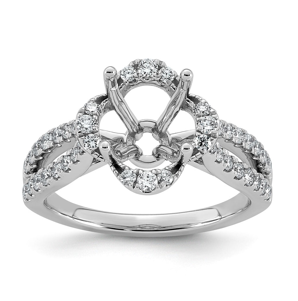 14K White Gold 1/2ct Lab Grown Diamond VS+ F+ Round Center Semi Eng Ring