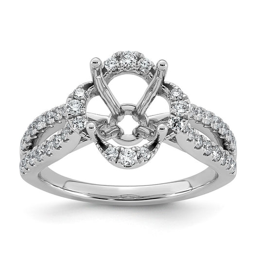 14K White Gold 1/2ct Lab Grown Diamond VS+ F+ Round Center Semi Eng Ring