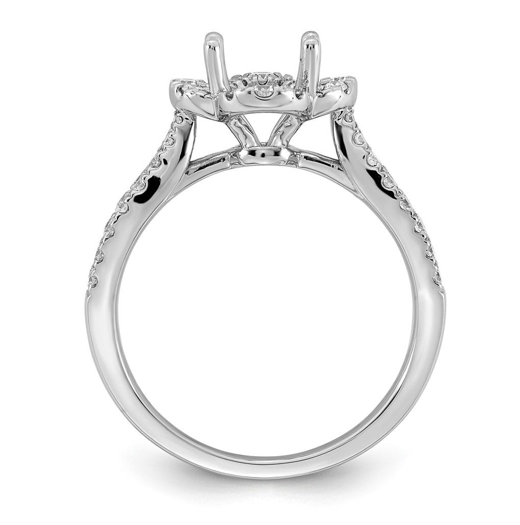 14K White Gold 1/2ct Lab Grown Diamond VS+ F+ Oval Center Semi Eng Ring