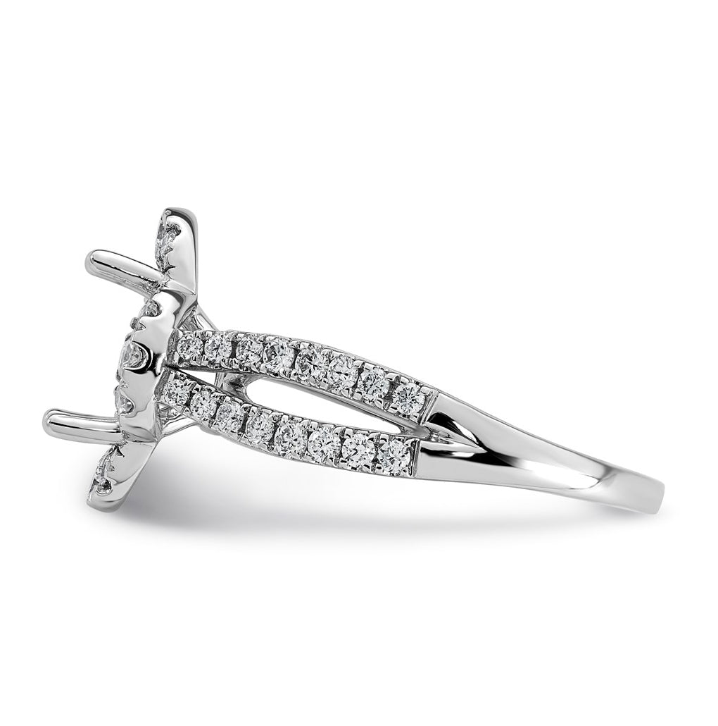 14K White Gold 1/2ct Lab Grown Diamond VS+ F+ Oval Center Semi Eng Ring