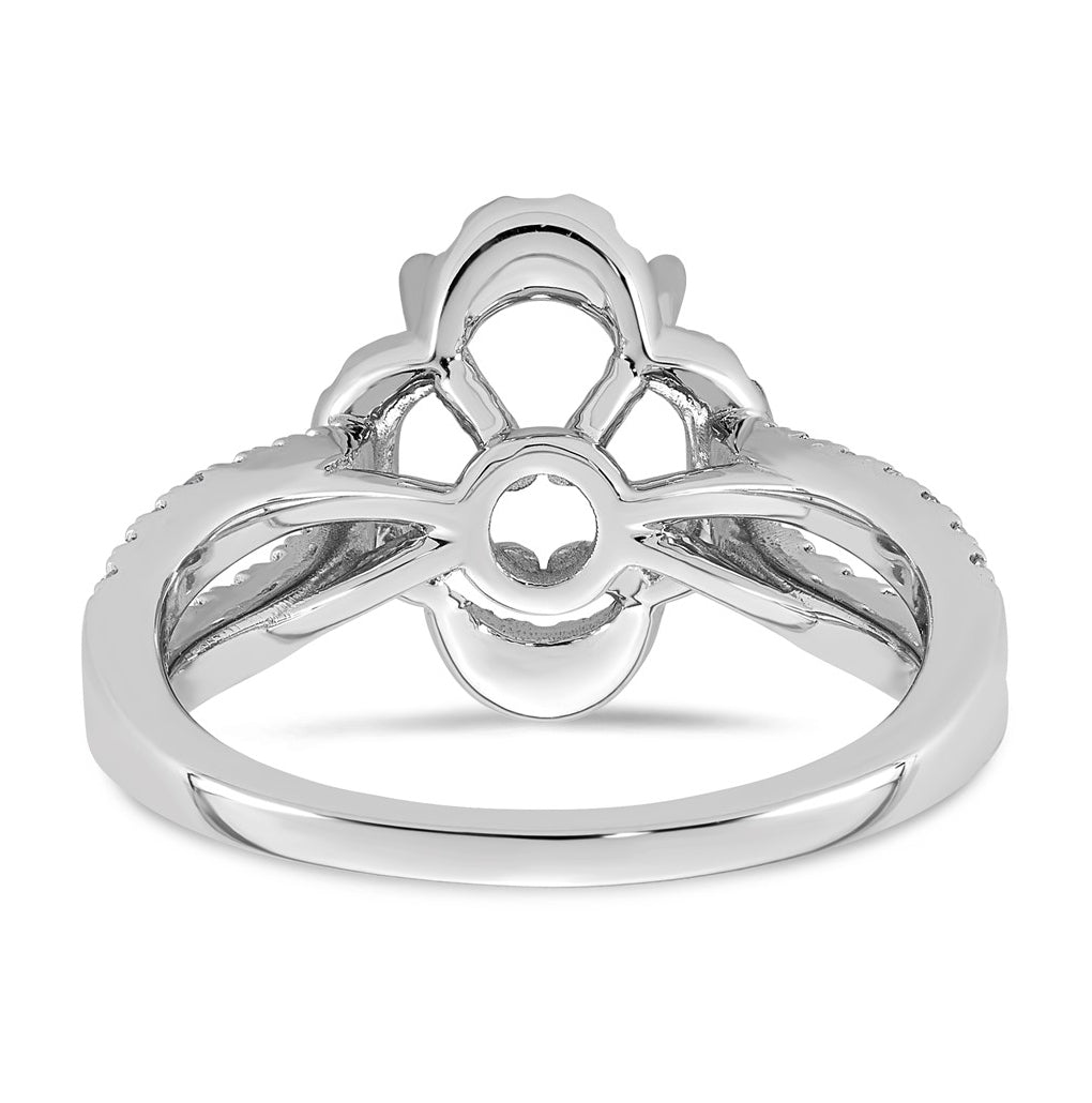 14K White Gold 1/2ct Lab Grown Diamond VS+ F+ Oval Center Semi Eng Ring