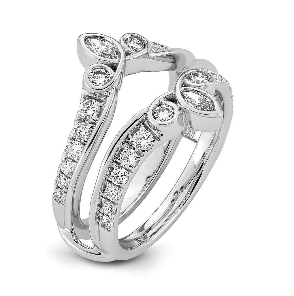 14K White Gold 3/4ct Lab Grown Diamond VS+ F+ Complete Ring Guard