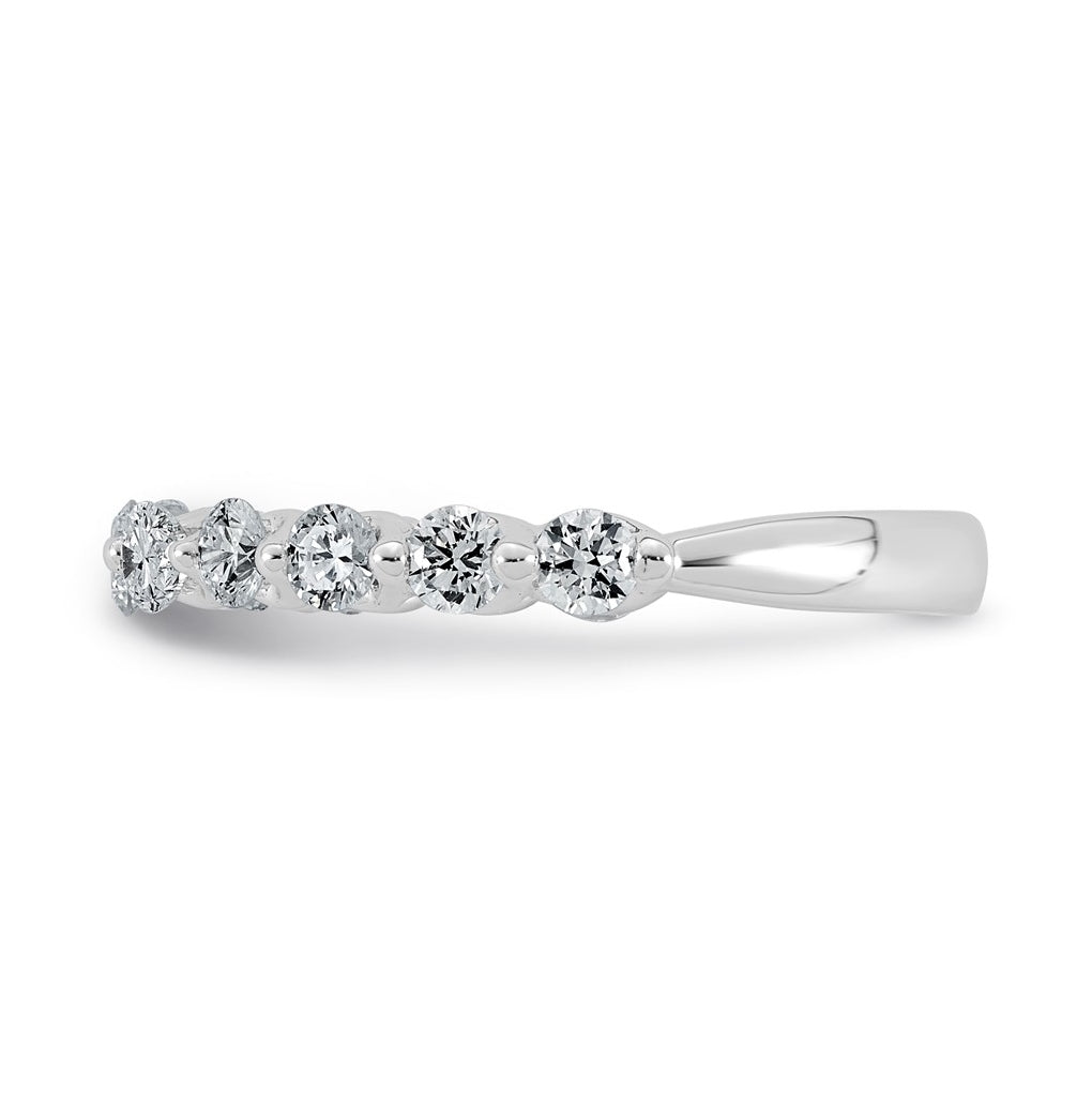 14K White Gold 7/8ct Lab Grown Diamond VS+ F+ Round & Pear Shape Stones Wedding Band